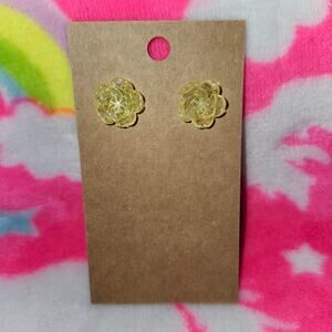 Yellow Rose Silver Stud Earrings
